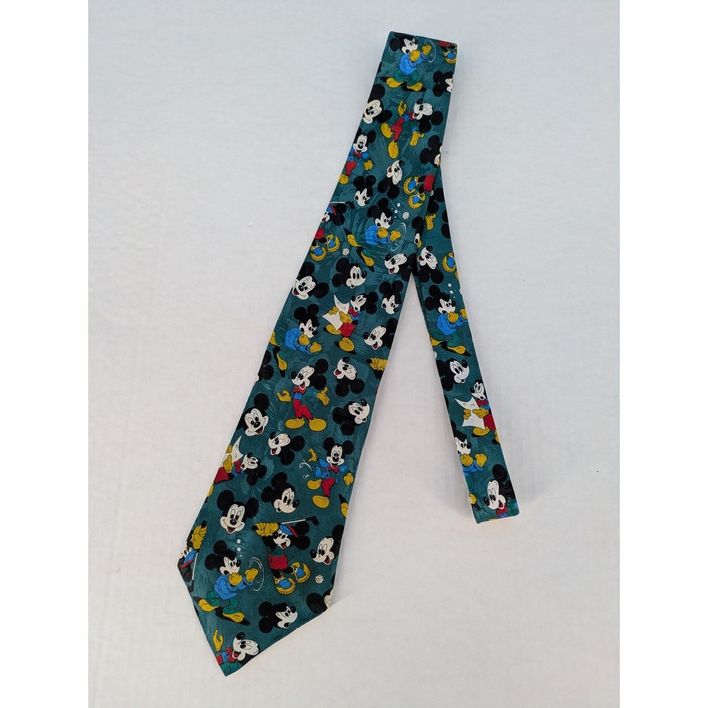 Mickey Unlimited Disney Mouse Necktie Green Sports Golf Boxing Vintage Tie Dad